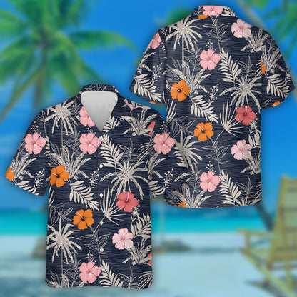 Trendy Hawaiian Style Pattern Colorful Hibiscus Flowers And Tropical Leaves Hawaiian Shirt,Hawaiian Shirt Gift, Christmas Gift