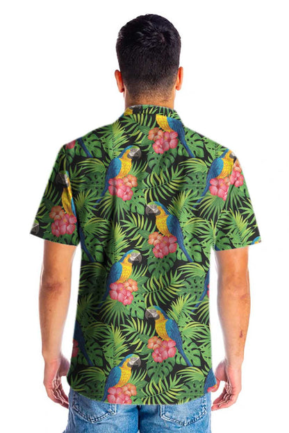 Spring Season Parrots Hibiscus And Palm Leaves Hawaiian Shirt, Hawaiian Shirt Gift, Christmas Gift