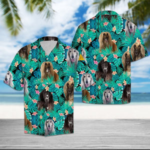 Afghan Hound Dog With Tropical Flowers Hawaiian Shirt, Hawaiian For Gift