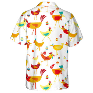 Yellow And Orange Chickens With Egg Easter Hawaiian Shirt,Hawaiian Shirt Gift, Christmas Gift