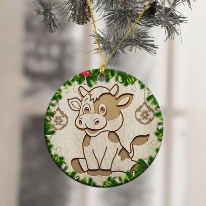 Cow Wood Ornaments, Christmas Gift, Christmas Decoration
