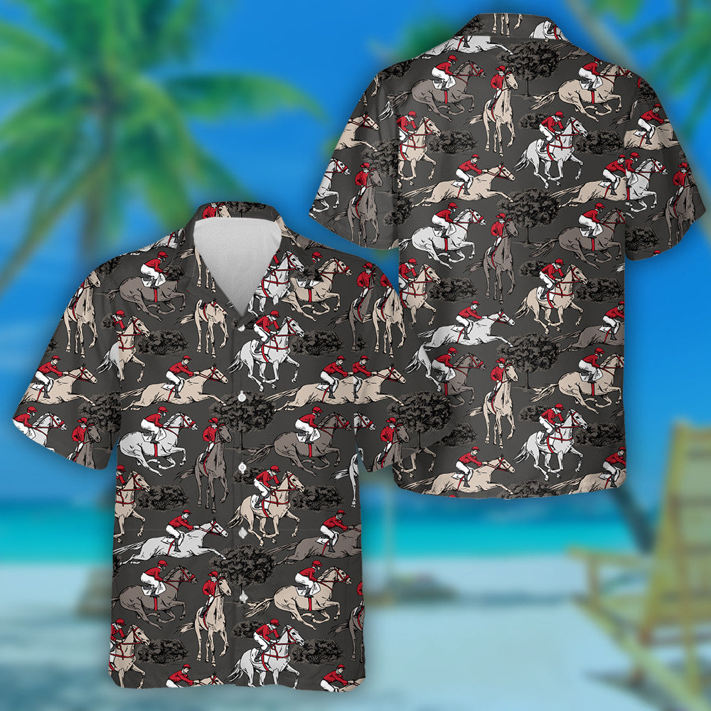 The Running Beautiful Horses Riders And Trees And Bushes Hawaiian Shirt, Hawaiian Shirt Gift, Christmas Gift