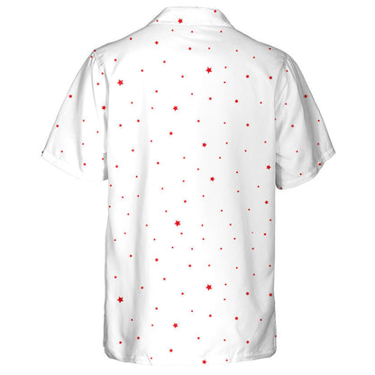 Mini Stars In Red And White Pattern Patriotic Hawaiian Shirt, Hawaiian Shirt Gift, Christmas Gift