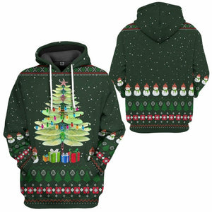 3D Dragonfly Ugly Christmas Tree Custom Hoodie Apparel