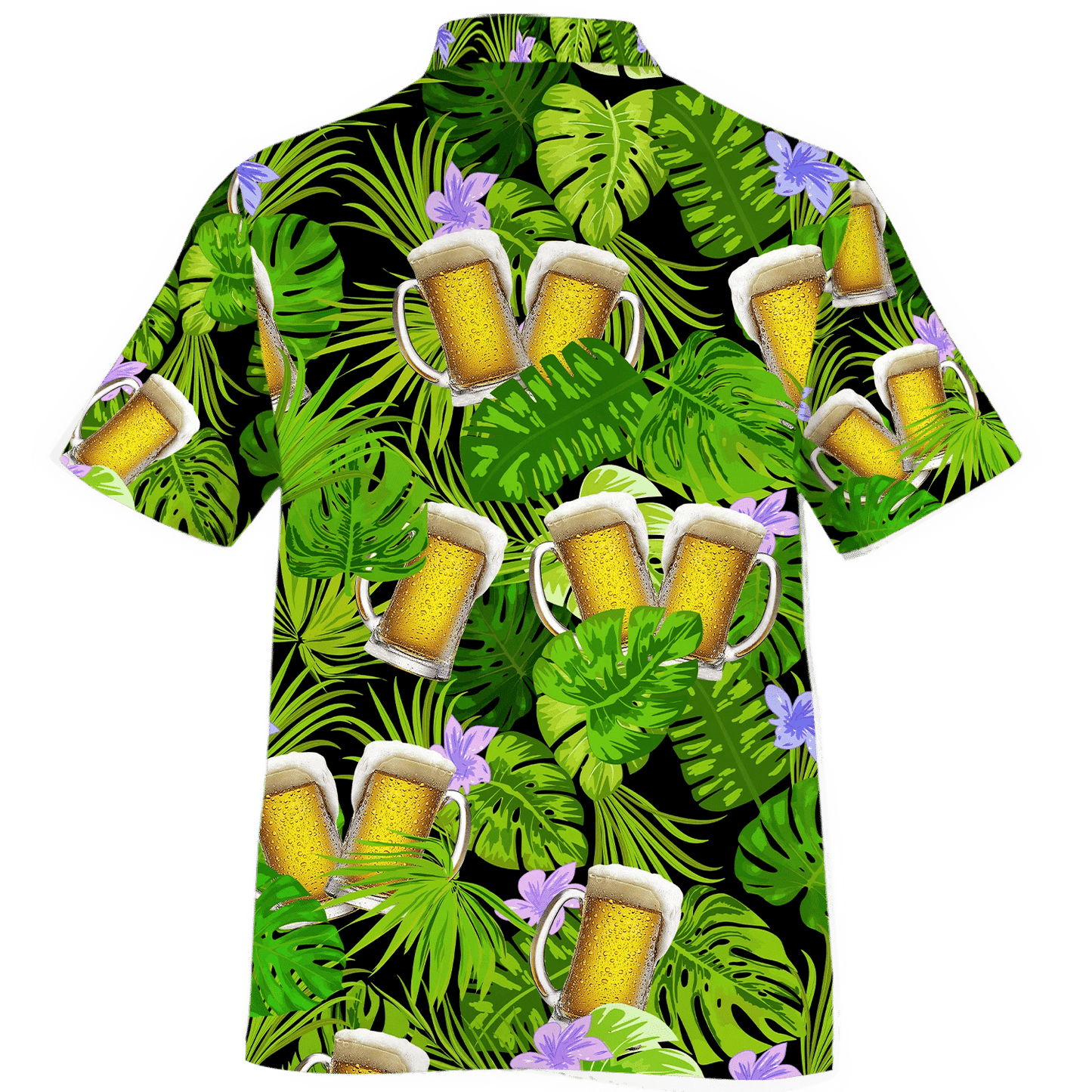 Green Palm Leave And Beer Watercolor Design Hawaiian Shirt, Hawaiian Shirt Gift, Christmas Gift