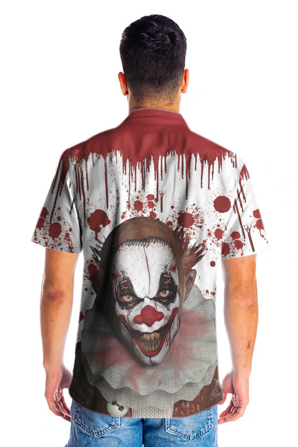 Scary Halloween Clown Faces With Blood Pattern Design Hawaiian Shirt, Hawaiian Shirt Gift, Christmas Gift