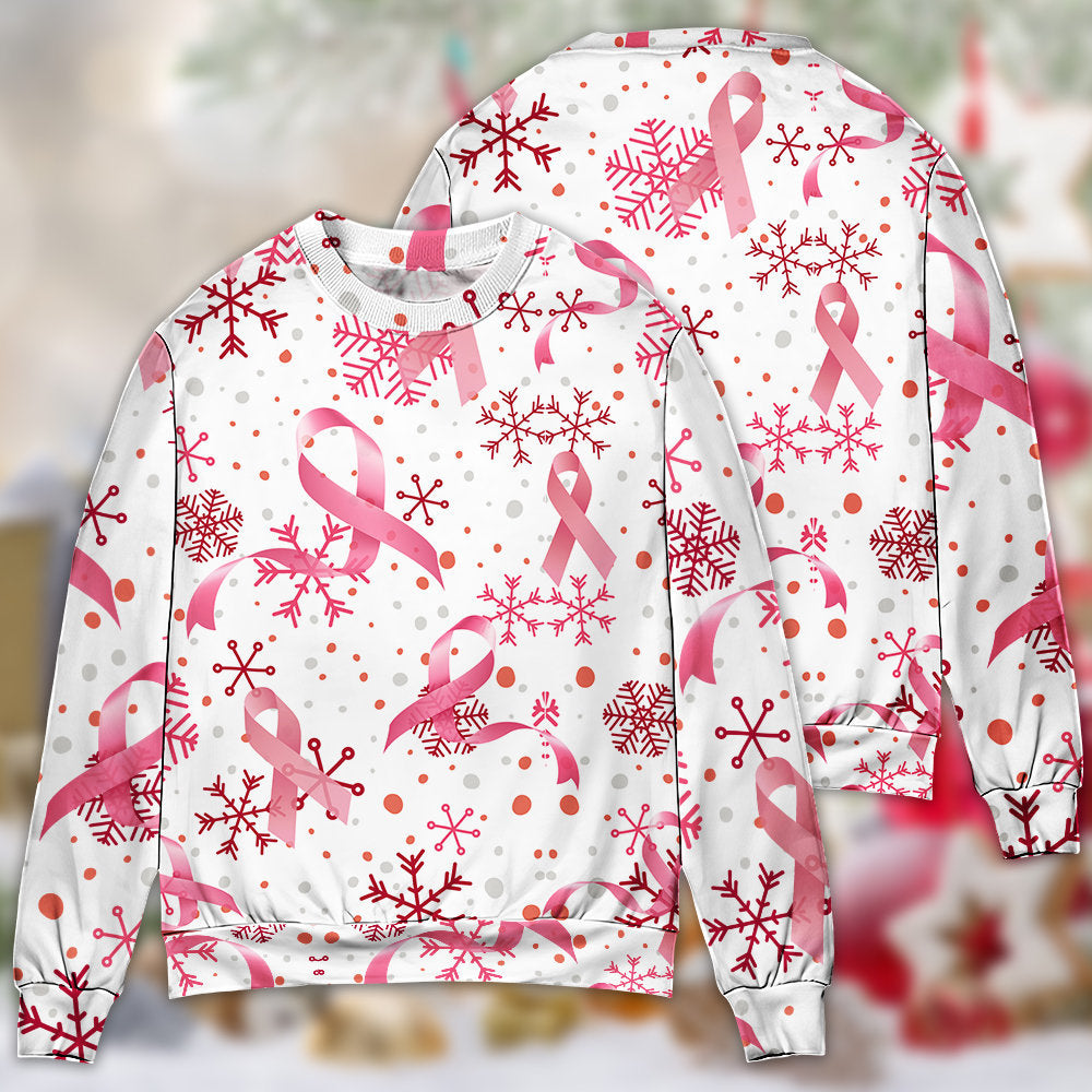 Breast Cancer Pink Ribbon Merry Christmas Ugly Christmas Sweater, Christmas Ugly Sweater, Christmas Gift, Gift Christmas 2024