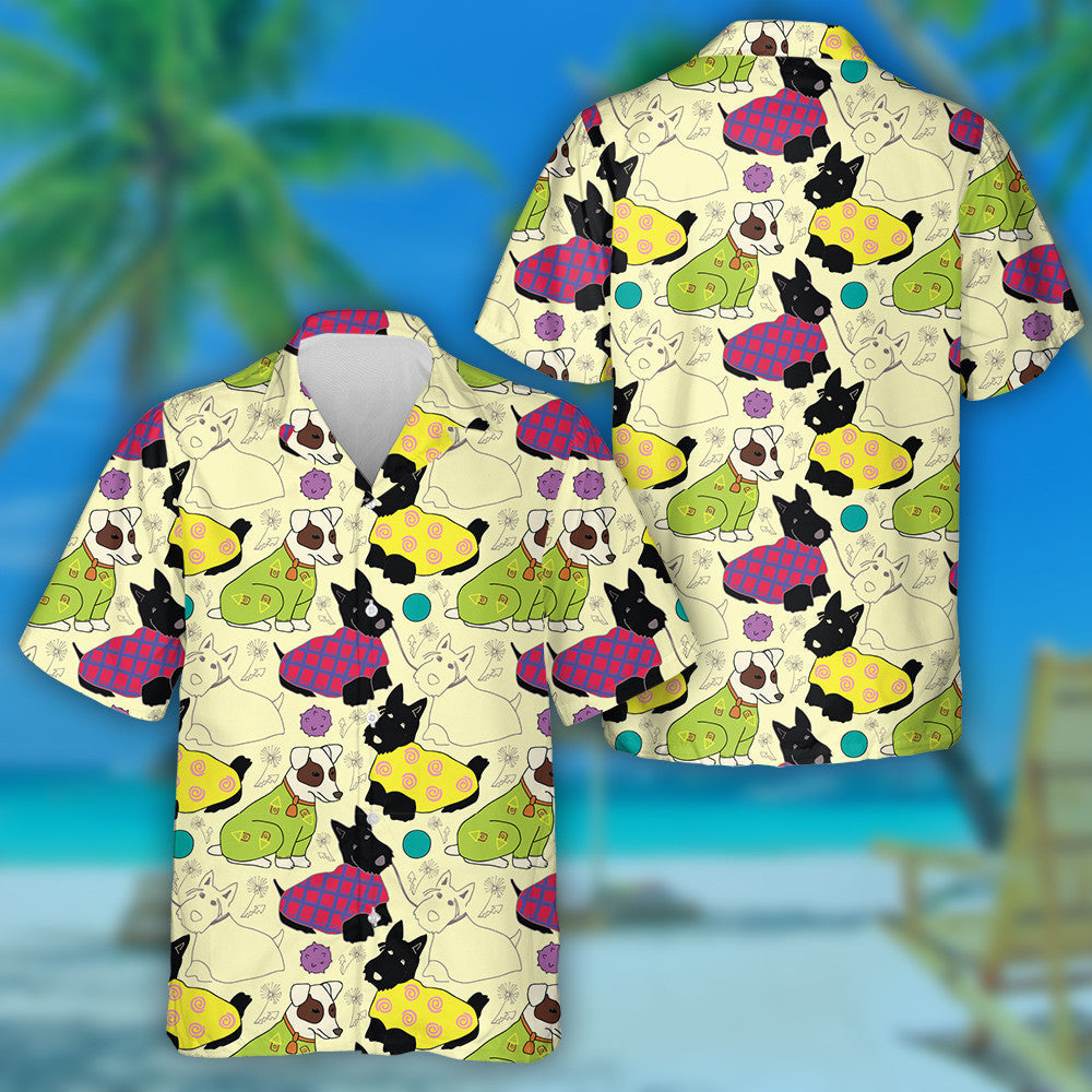 Hand Drawn Summer With Cute Dogs And Toys Hawaiian Shirt, Hawaiian Shirt Gift, Christmas Gift