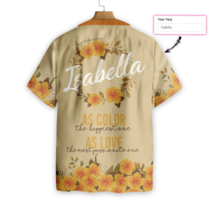 Orange And Yellow Hibiscus Custom Name Hawaiian Shirt,Hawaiian Shirt Gift, Christmas Gift