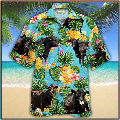 Black Angus Cattle Pineapple Hawaiian Shirt,Hawaiian Shirt Gift, Christmas Gift
