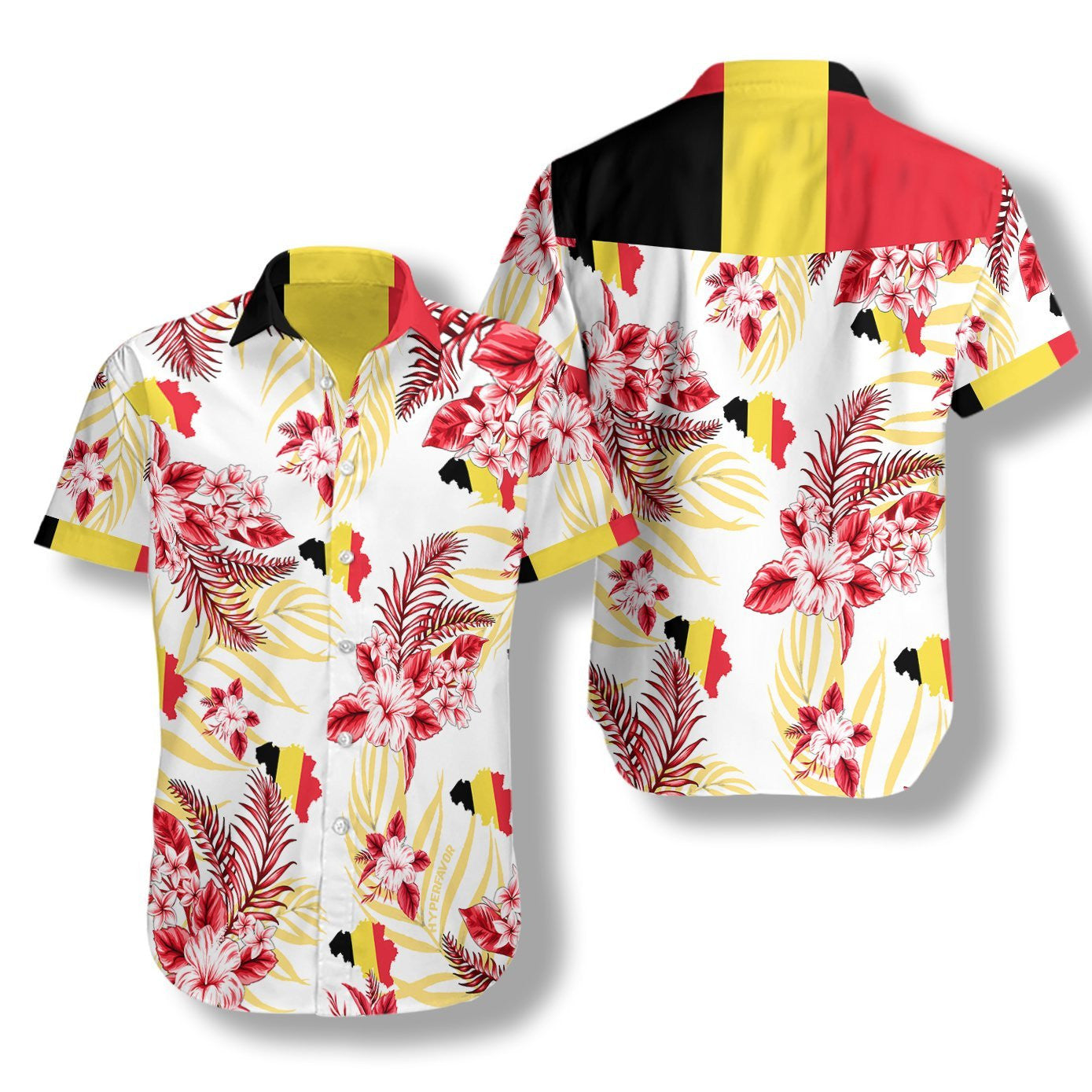Belgium With White Skin Pattern Hawaiian Shirt, Hawaiian Shirt Gift, Christmas Gift