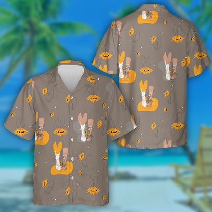 Wildflowers And Orange Sunflowers With Painted Feet In Socks Hawaiian Shirt, Hawaiian Shirt Gift, Christmas Gift