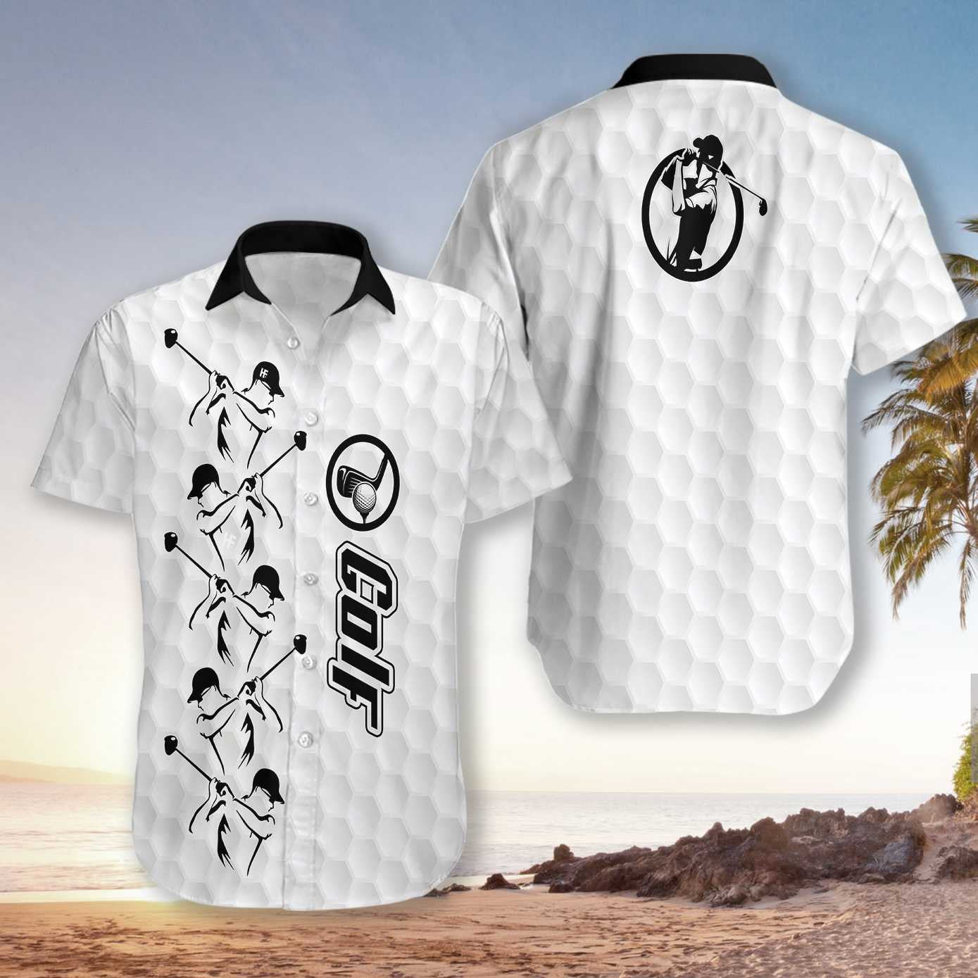 Sport Passion Golf Grey Background Design Hawaiian Shirt,Hawaiian Shirt Gift, Christmas Gift