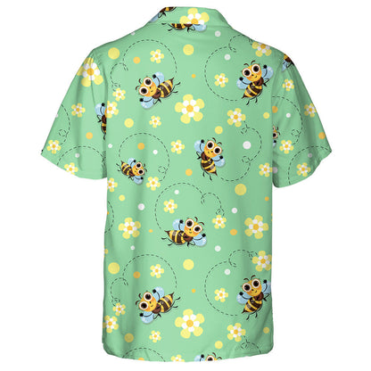 Watercolor Honey Bees Fly In A Flower Meadow Hawaiian Shirt, Hawaiian Shirt Gift, Christmas Gift