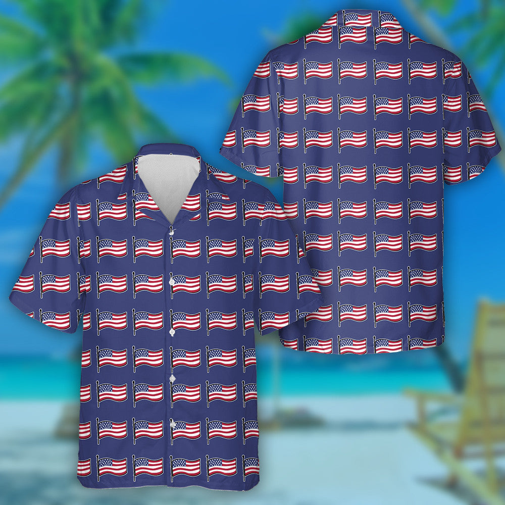 Design Theme USA Patriotic Elements With Flags Hawaiian Shirt, Hawaiian Shirt Gift, Christmas Gift