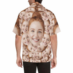 Custom Girlfriend Face Seamless Men's All Over Print Hawaiian Shirt, Hawaiian Shirt Gift, Christmas Gift