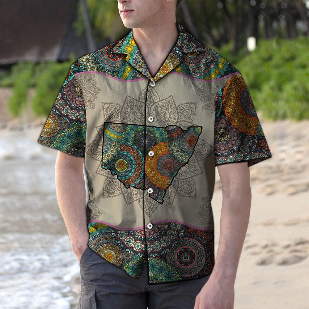 Awesome New South Wales Mandala Flower Patchwork Style Hawaiian Shirt, Hawaiian Shirt Gift, Christmas Gift