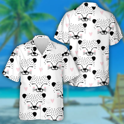 Pink Heart And Face Of Leopard With Spotted Hawaiian Shirt, Hawaiian Shirt Gift, Christmas Gift