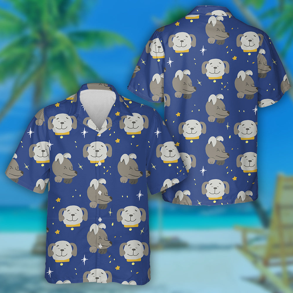 Dogs The Night Sky With Stars In Cartoon Background Hawaiian Shirt, Hawaiian Shirt Gift, Christmas Gift