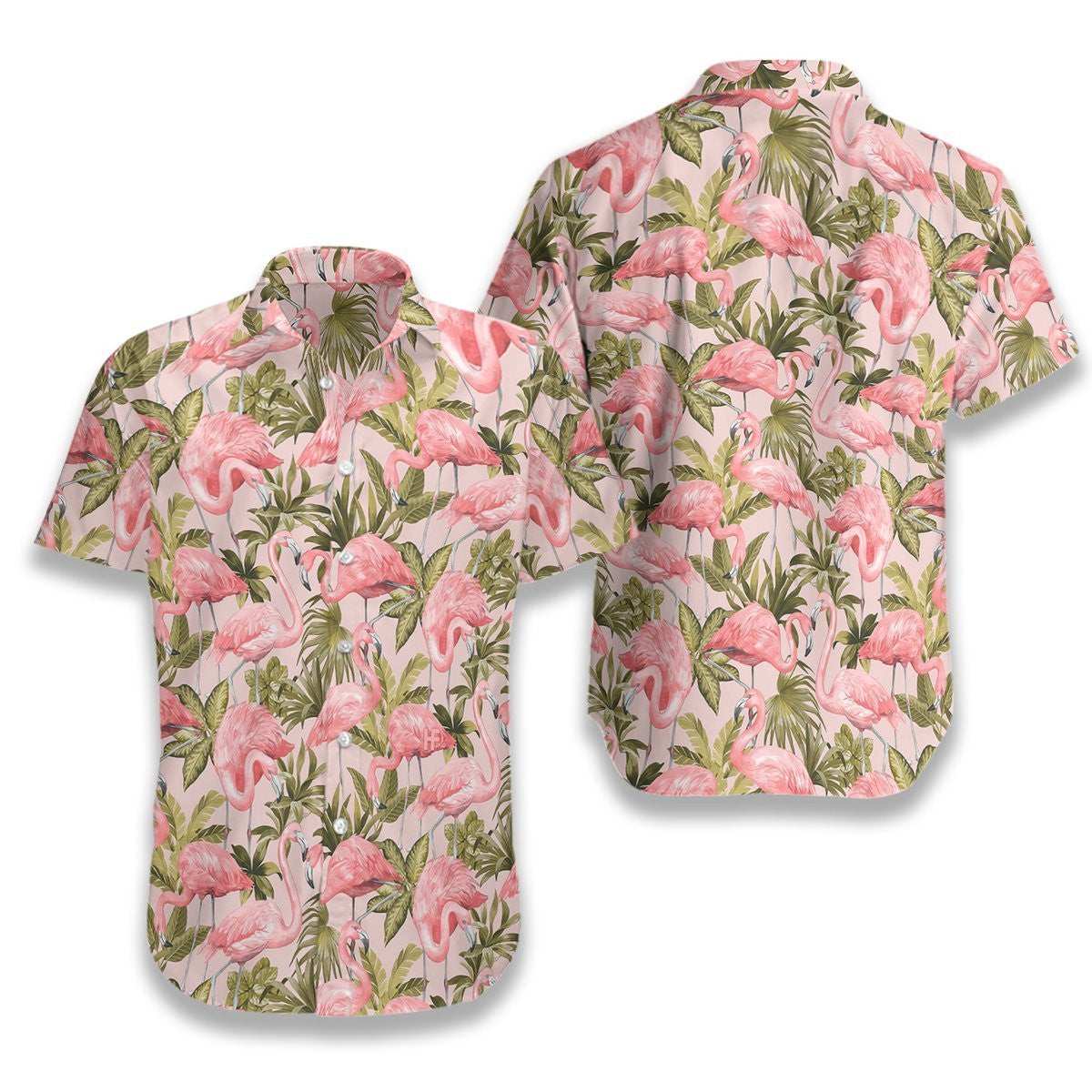Tropical Leaves And Flamingo Pattern Hawaiian Shirt, Hawaiian Shirt Gift, Christmas Gift