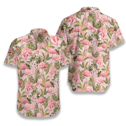 Tropical Leaves And Flamingo Pattern Hawaiian Shirt, Hawaiian Shirt Gift, Christmas Gift