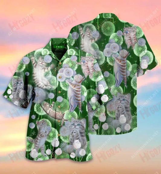 Love Is In The Air Cat Dandelion Short Hawaiian Shirt Ocean Aloha Shirt Best Hawaiian Shirts Hawaiian Shirts For Women, Hawaiian Shirt Gift, Christmas Gift