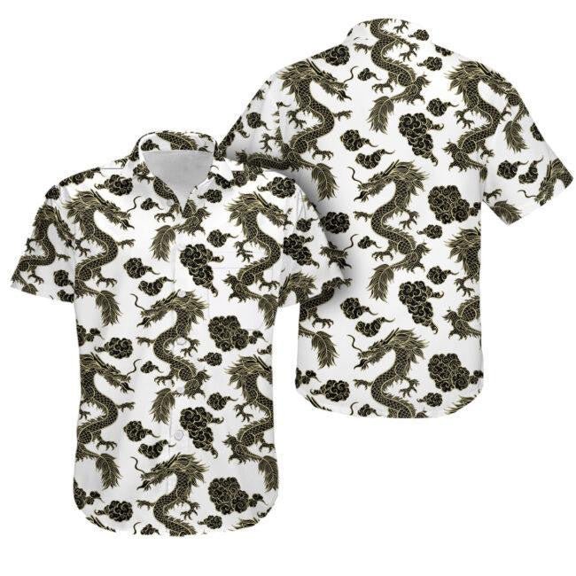 Dragon Lover On White Background Hawaiian Shirt, Hawaiian Shirt Gift, Christmas Gift