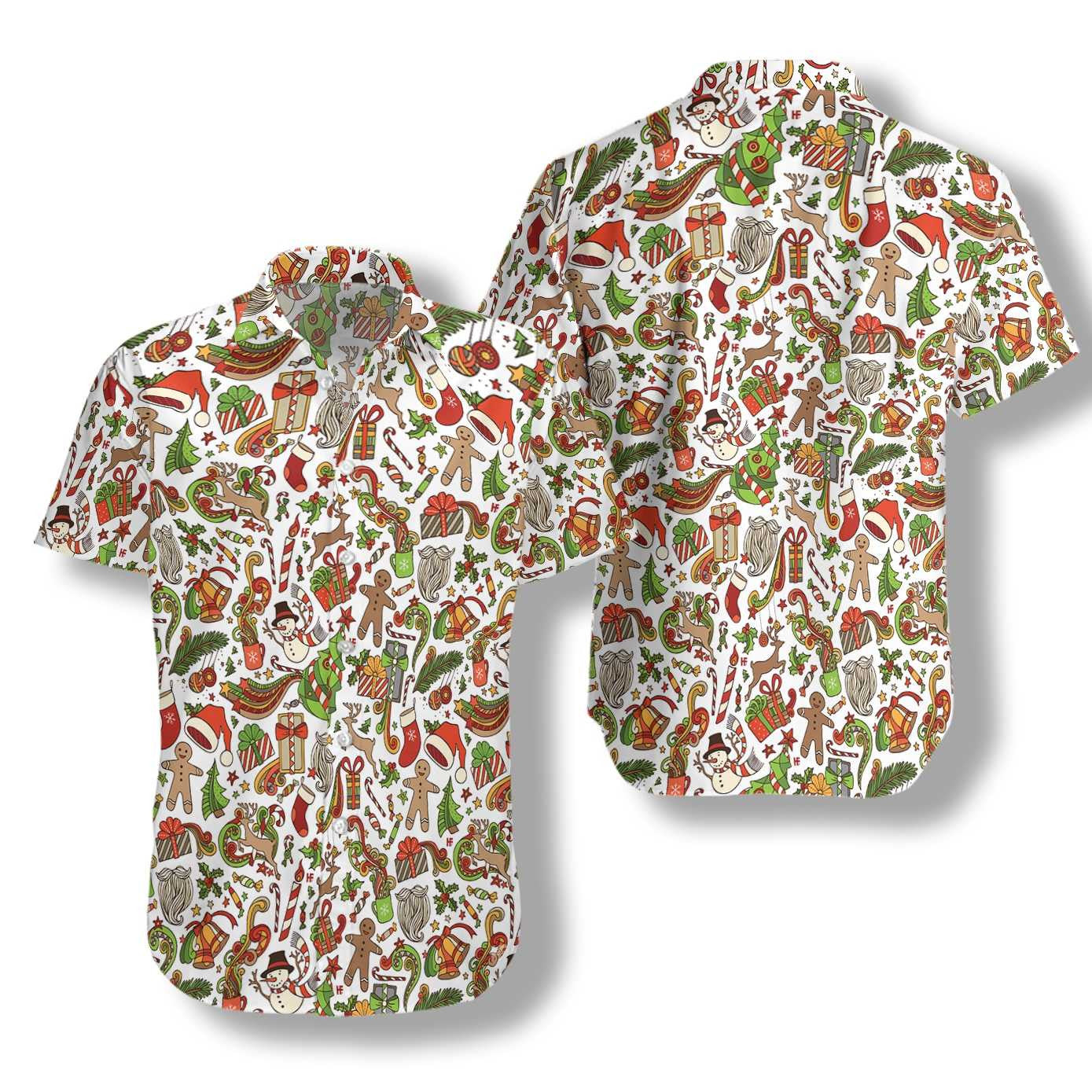 Frohe Weihnachten auf weißem Hintergrund Muster Hawaiihemd, Hawaiihemd Geschenk, Weihnachtsgeschenk