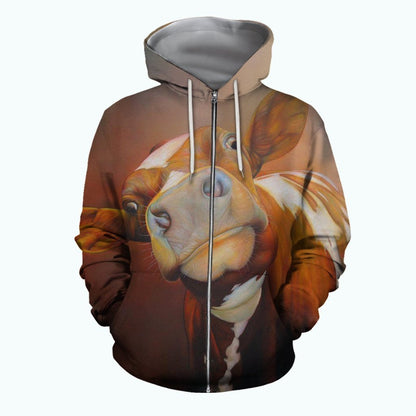 Brown Cow Face Pretty Ornamental Hawaiian Shirt, Hawaiian For Gift