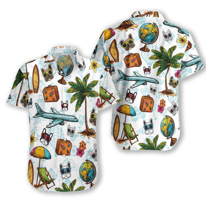 French Bulldog Sunglasses Aloha Travel Around The World Hawaiian Shirt, Hawaiian Shirt Gift, Christmas Gift