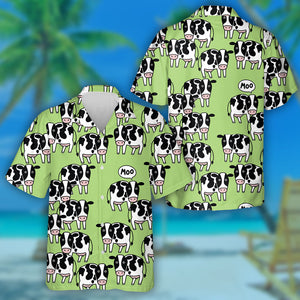 A Lot Of Cow On Green Background Hawaiian Shirt, Hawaiian Shirt Gift, Christmas Gift