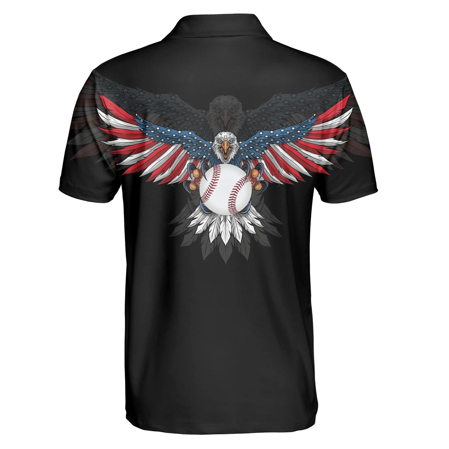 Baseball Fire American Flag Eagles Black Theme Polo Hawaiian Shirt, Hawaiian Shirt Gift, Christmas Gift