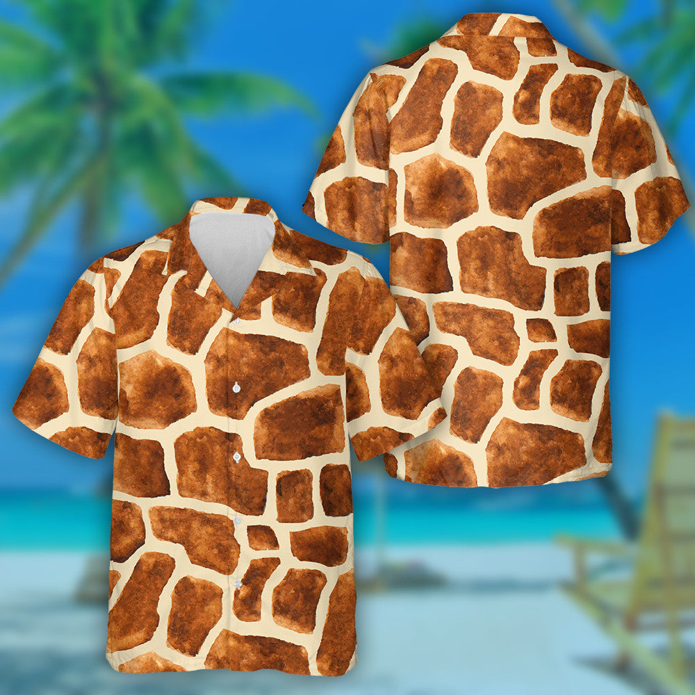 Cool Watercolor Painting Brown Giraffe Skin Pattern Hawaiian Shirt, Hawaiian Shirt Gift, Christmas Gift