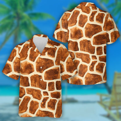 Cool Watercolor Painting Brown Giraffe Skin Pattern Hawaiian Shirt, Hawaiian Shirt Gift, Christmas Gift