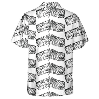 Awesome Sketch UK And USA Flags On White Background Hawaiian Shirt, Hawaiian Shirt Gift, Christmas Gift