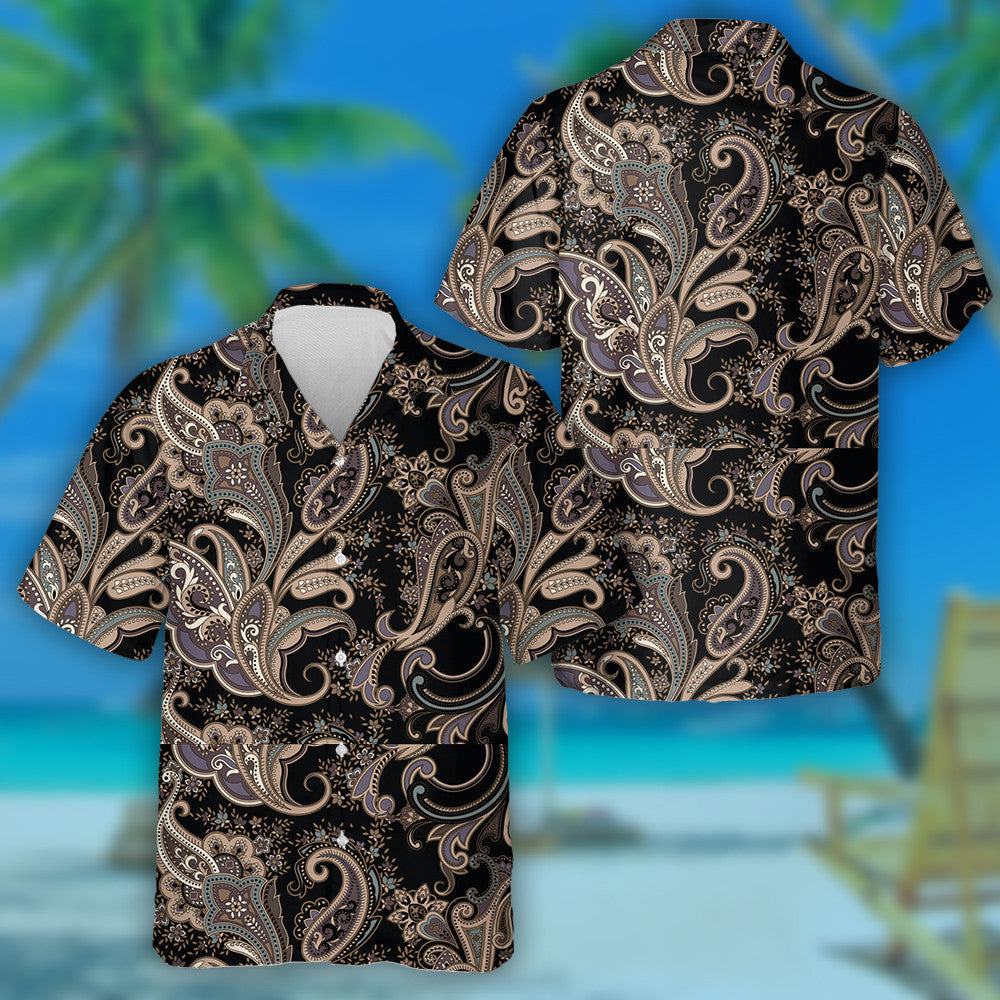 Impressive Traditional Paisley Flower On Black Design Hawaiian Shirt, Hawaiian Shirt Gift, Christmas Gift