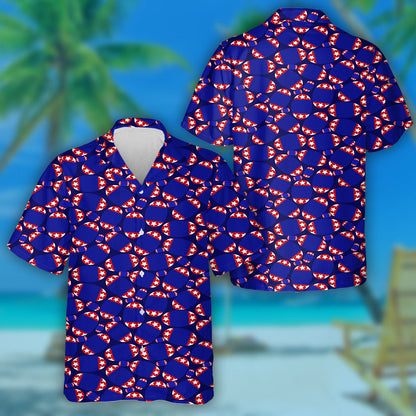 American Flag Style American Football Rugby Ball Pattern Hawaiian Shirt, Hawaiian Shirt Gift, Christmas Gift