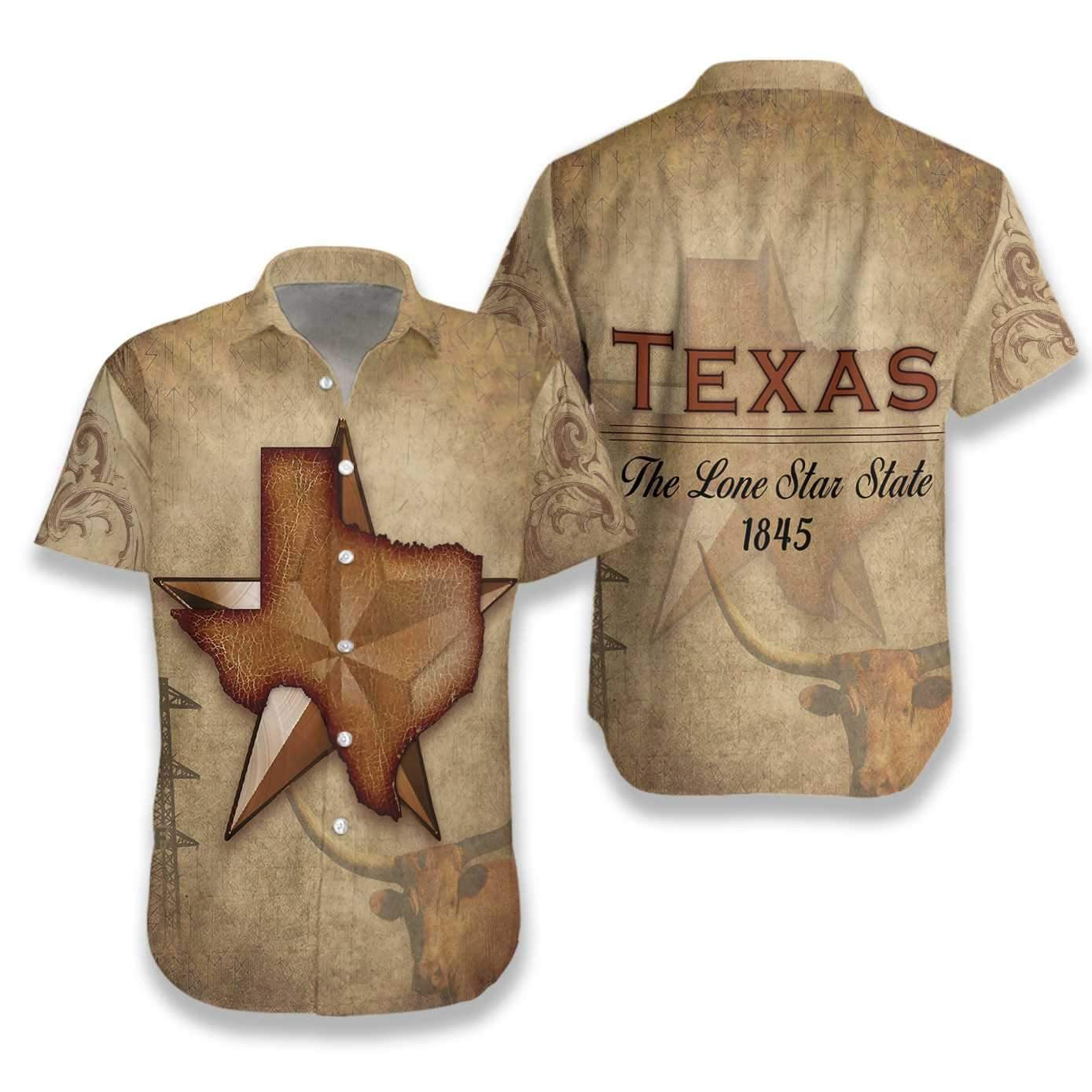 The Lone Star State Texas Hawaiian Shirt, Hawaiian Shirt Gift, Christmas Gift