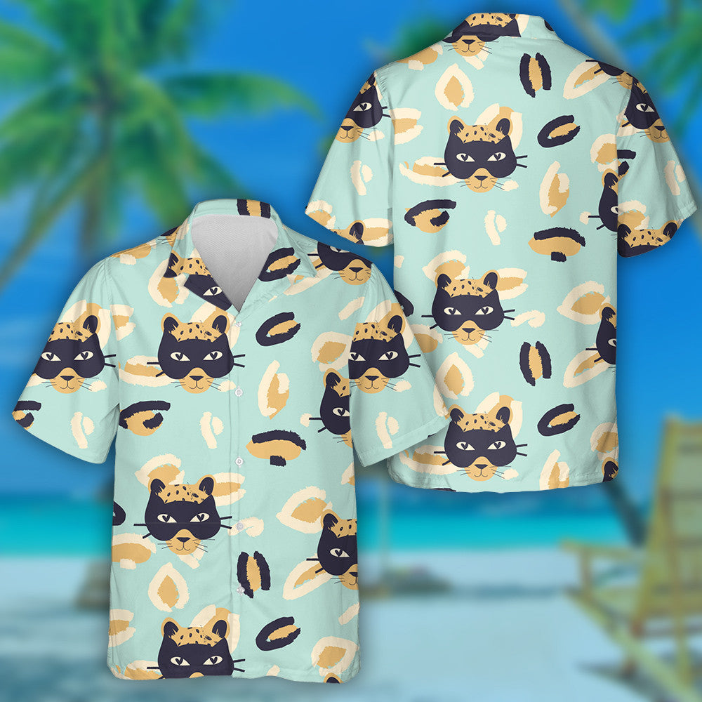 Exotic Leopard Animal With Black Mask Hawaiian Shirt,Hawaiian Shirt Gift, Christmas Gift