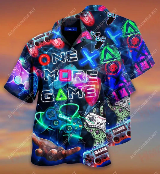Just One More Game, Pls Short Hawaiian Shirt Ocean Hawaiian T Shirts Custom Hawaiian Shirts Hawaiian Shirt Pattern, Hawaiian Shirt Gift, Christmas Gift