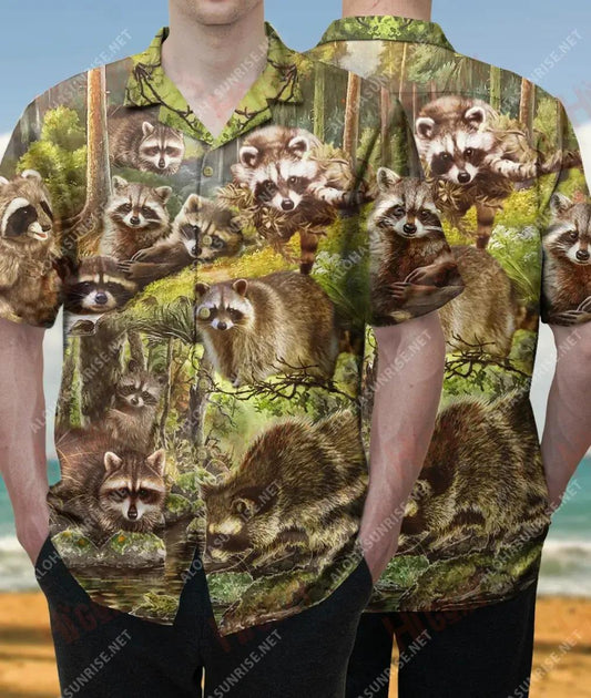 Raccon Is A Spirit Animal Unisex Short Sleeve Shirt Summer Hawaiian T Shirts Hawaiian Crazy Shirts Hawaiian Shirts For Women, Hawaiian Shirt Gift, Christmas Gift