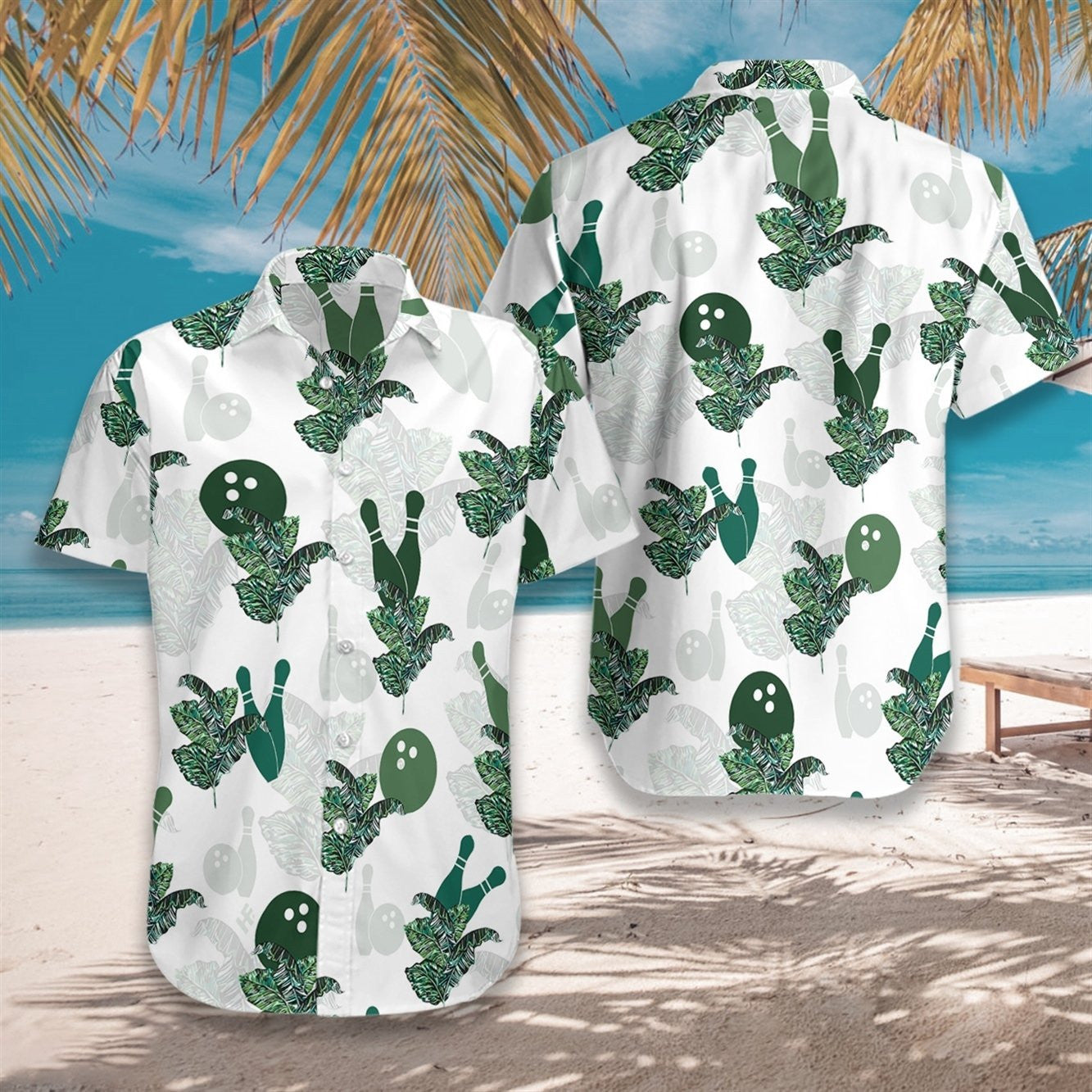 Tropical Bowling 2 On White Background Design Hawaiian Shirt, Hawaiian Shirt Gift, Christmas Gift