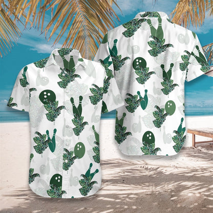 Tropical Bowling 2 On White Background Design Hawaiian Shirt, Hawaiian Shirt Gift, Christmas Gift