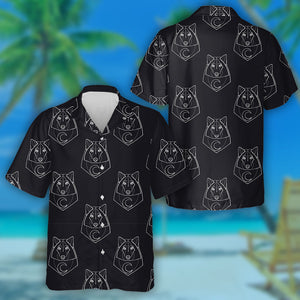 The Image Wolf Portrait And Moon Hawaiian Shirt,Hawaiian Shirt Gift, Christmas Gift