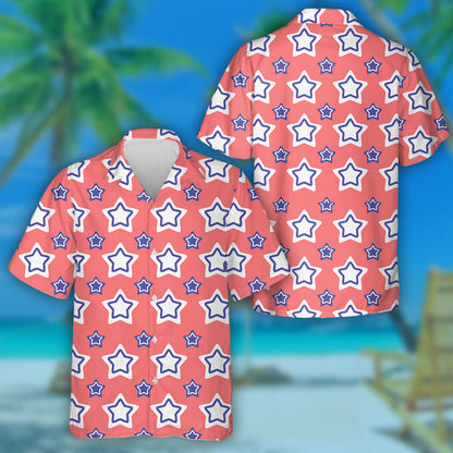 Repeat Pattern Of Memorial Day Pop Art Stars Hawaiian Shirt, Hawaiian Shirt Gift, Christmas Gift