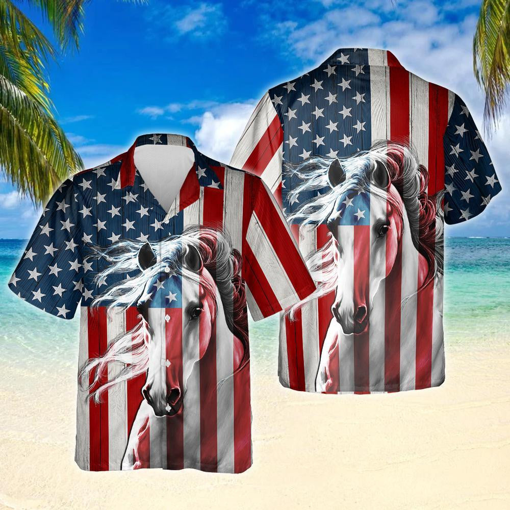 Taking Pride In American Horse Design Hawaiian Shirt,Hawaiian Shirt Gift, Christmas Gift