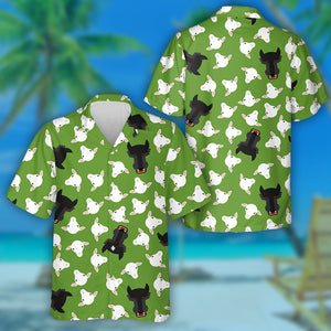 Wolf And White Sheep On Green Background Hawaiian Shirt,Hawaiian Shirt Gift, Christmas Gift