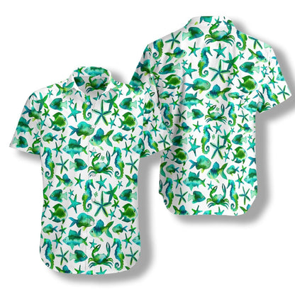 Jade Fish On White Background Design Hawaiian Shirt, Hawaiian For Gift