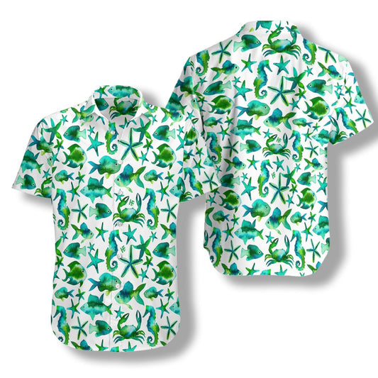 Jade Fish On White Background Design Hawaiian Shirt, Hawaiian For Gift