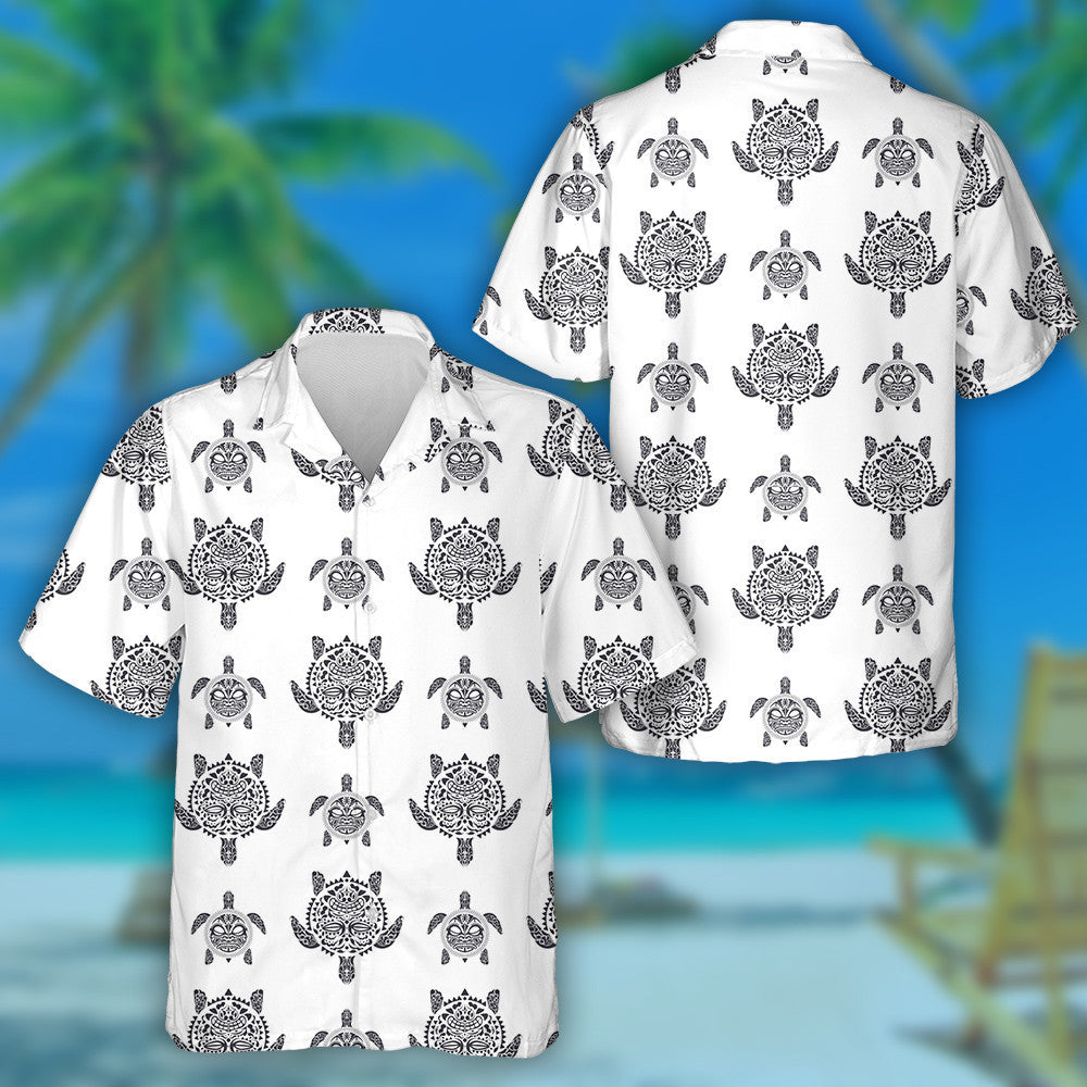 Marine Life Withsea Turtles Polynesian Tribal Hawaiian Shirt, Hawaiian Shirt Gift, Christmas Gift